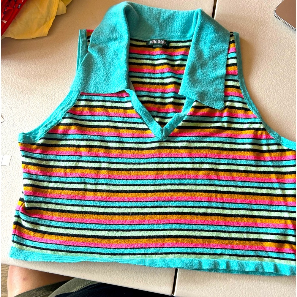 Wild Fable Size XXL Stripped Collared crop top